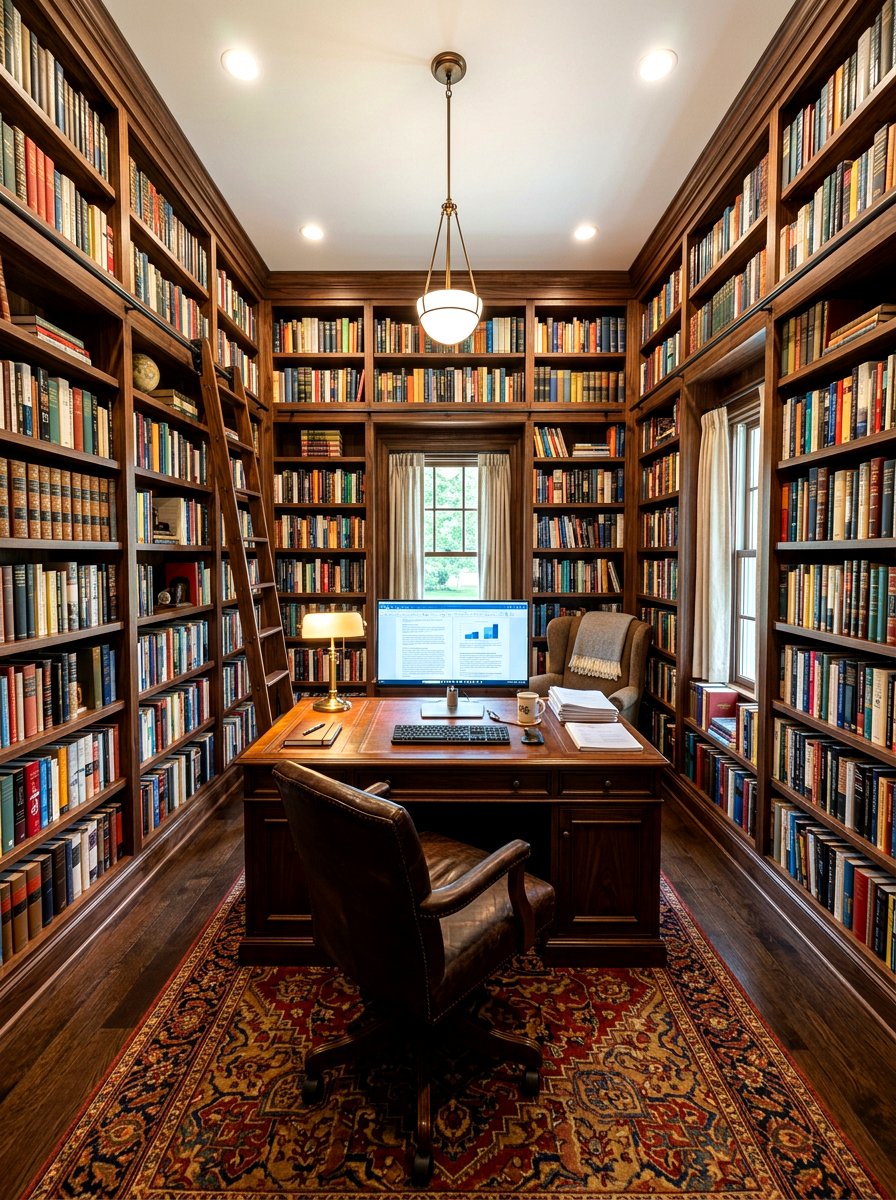 Wraparound bookshelf office - 30 book lover office ideas