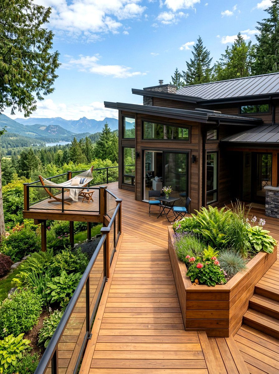 Wraparound house deck - 30 cozy deck ideas