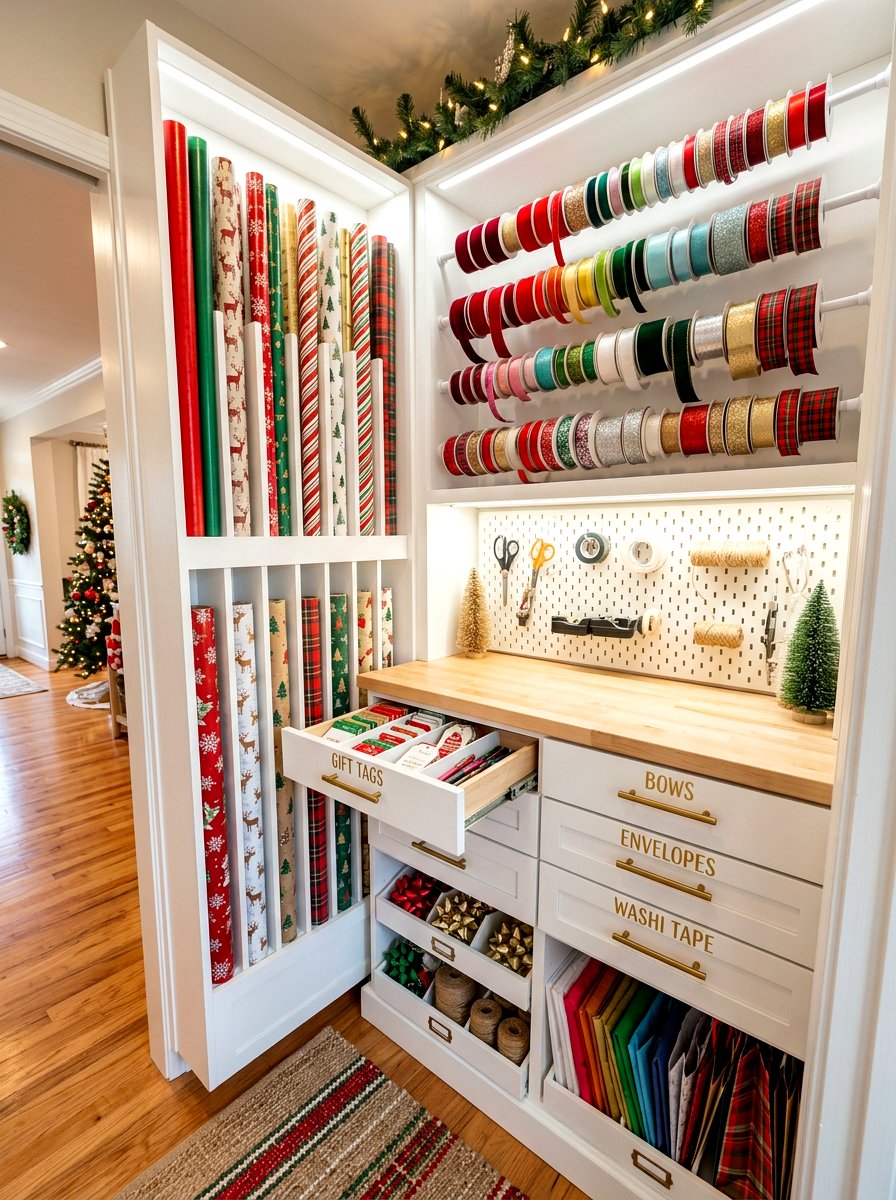 Wrapping paper closet - 30 craft closet ideas