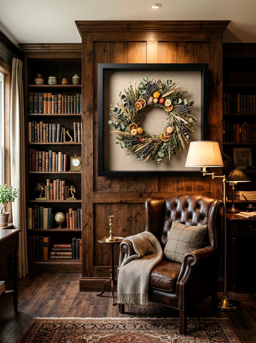 Wreath in shadow box - 30 wreath wall display ideas