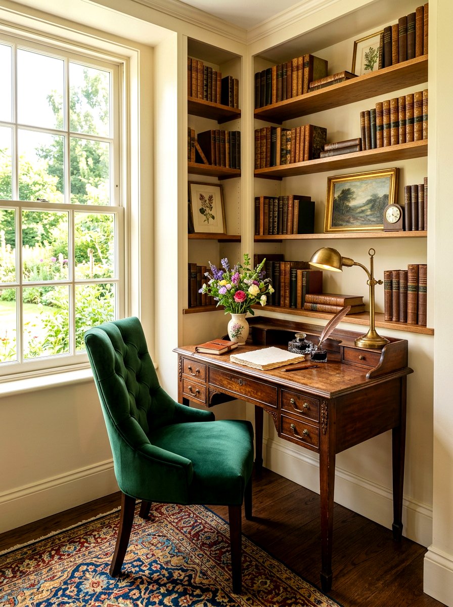 Writing desk nook - 30 screen free living room ideas