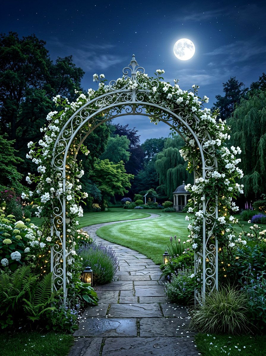 Wrought Iron Arch Moonlight Garden - 30 moonlight garden ideas