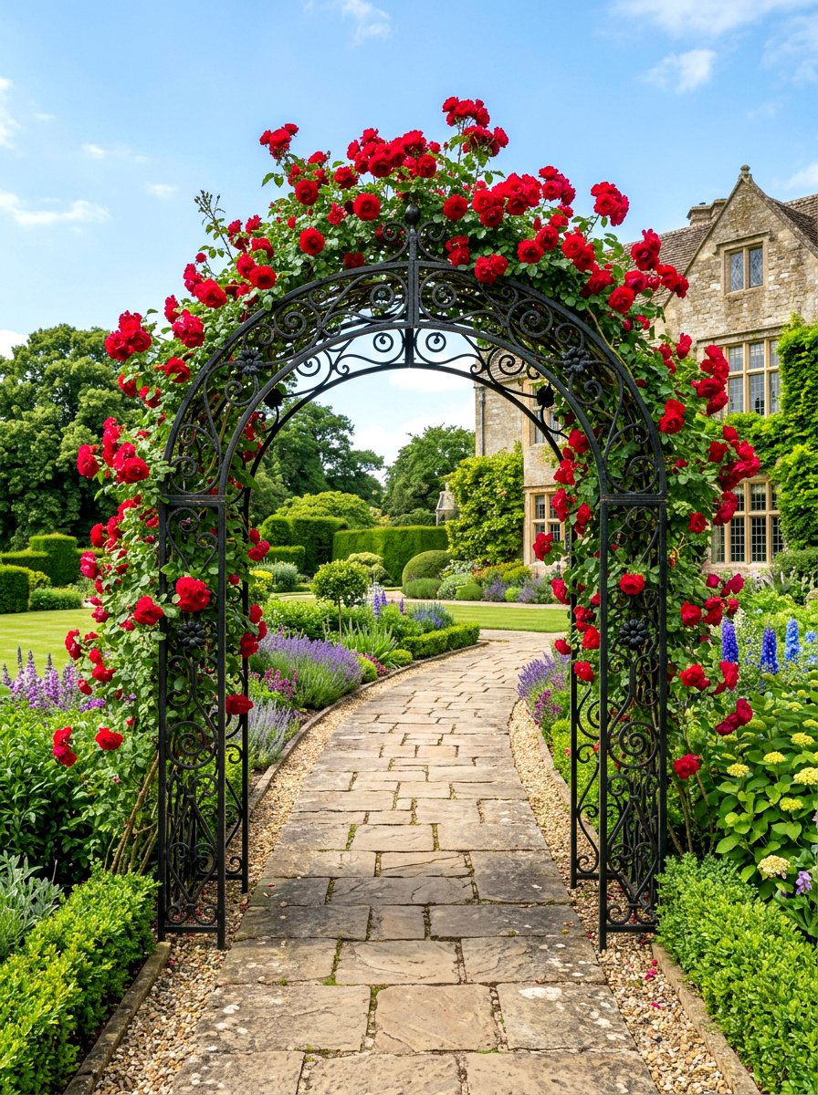 Wrought Iron Arch Trellis - 30 garden trellis ideas