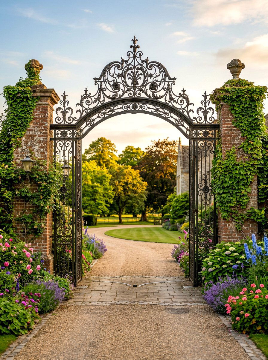 Wrought Iron Arched Gate - 30 driveway gate ideas