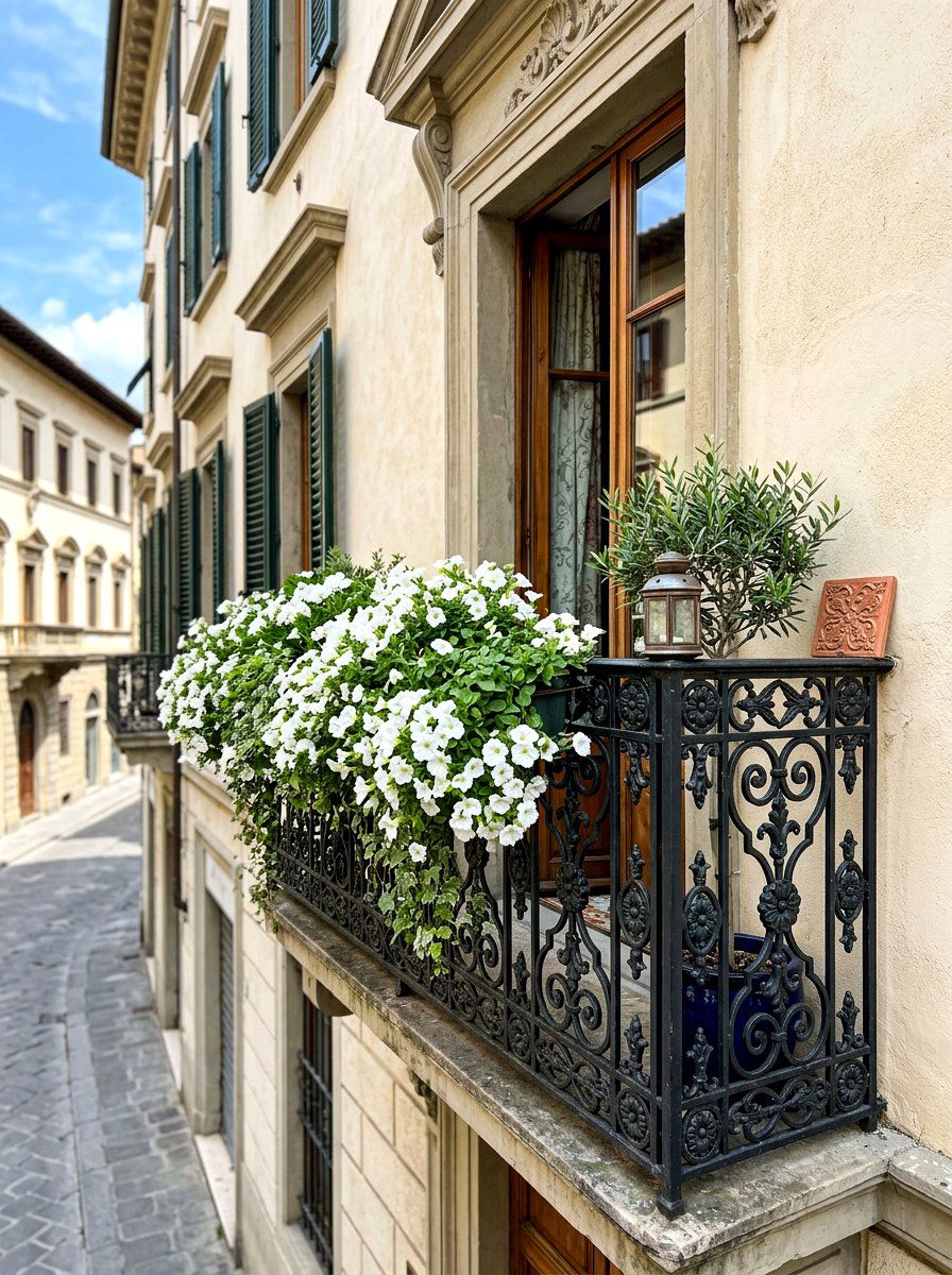 Wrought Iron Balcony Box - 30 flower box railing ideas