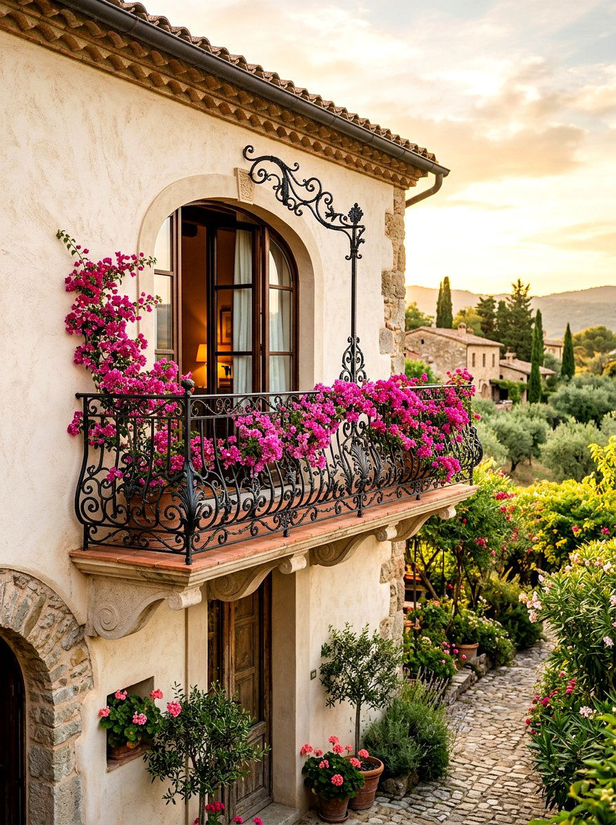 Wrought Iron Balcony - 30 Mediterranean house exterior ideas