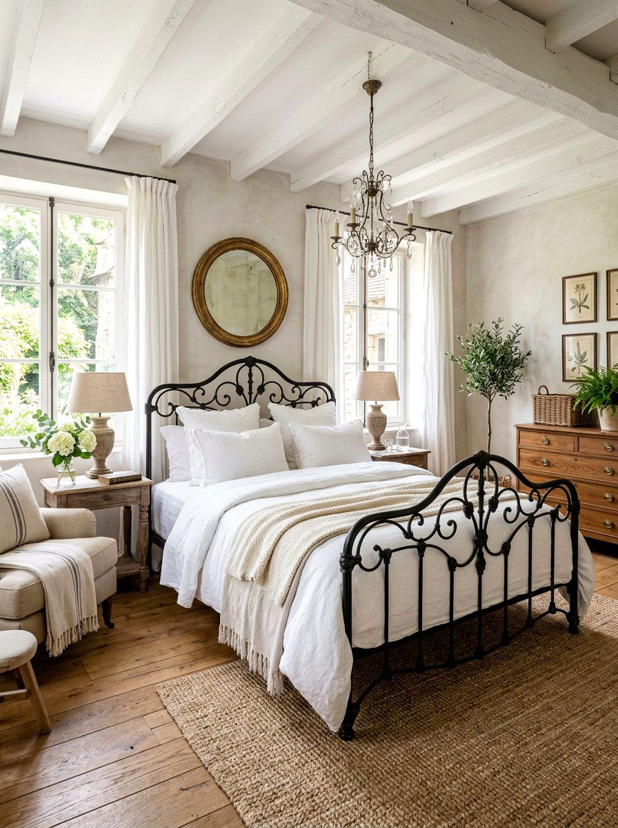 Wrought Iron Bed - 30 Parisian bedroom ideas