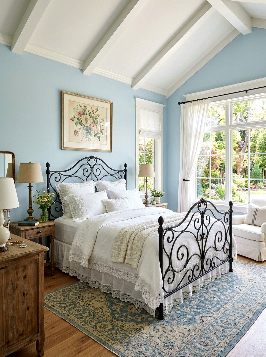 Wrought Iron Bed - 30 cottage romantic bedroom ideas