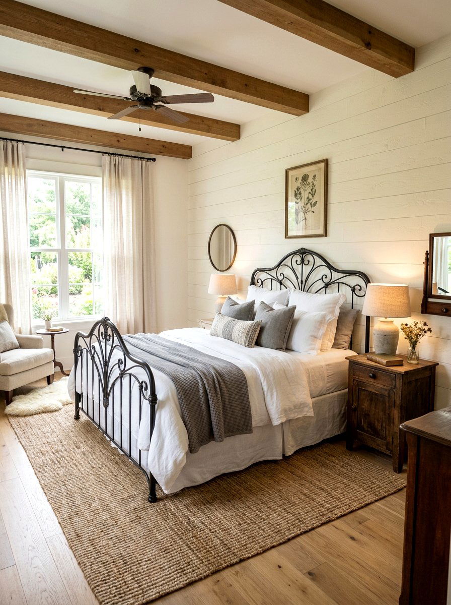 Wrought Iron Bed Frame - 30 rustic bedroom ideas