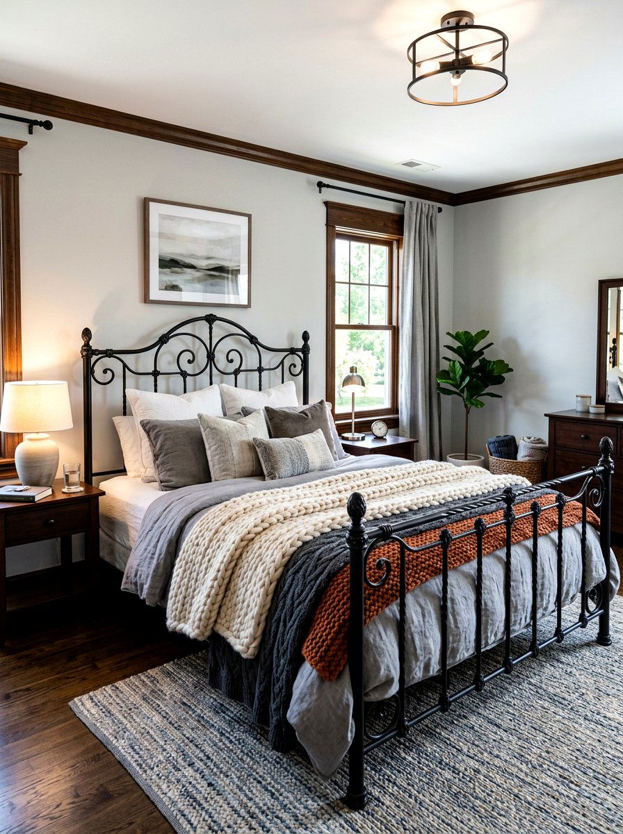Wrought Iron Bed Frame - 30 dark academia bedroom ideas