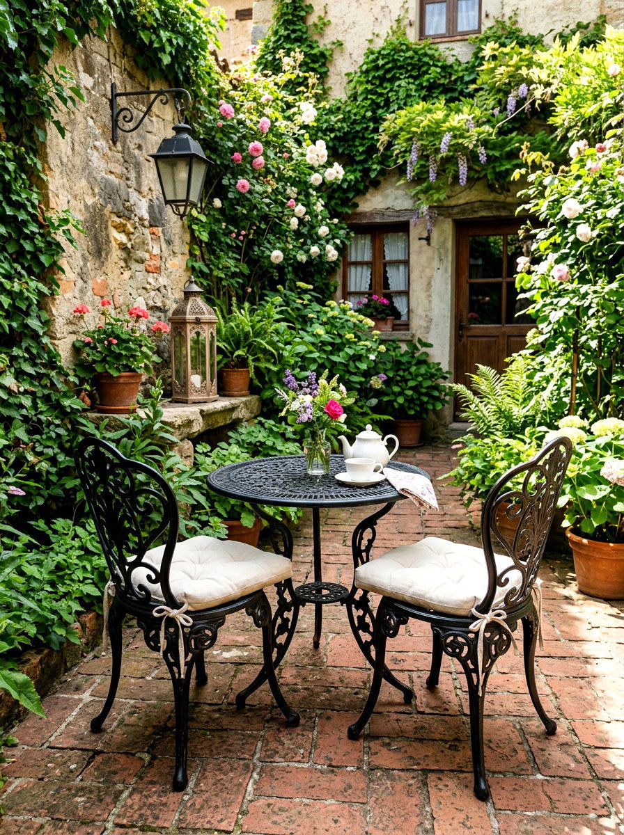 Wrought Iron Bistro Furniture - 30 patio cafe corner ideas