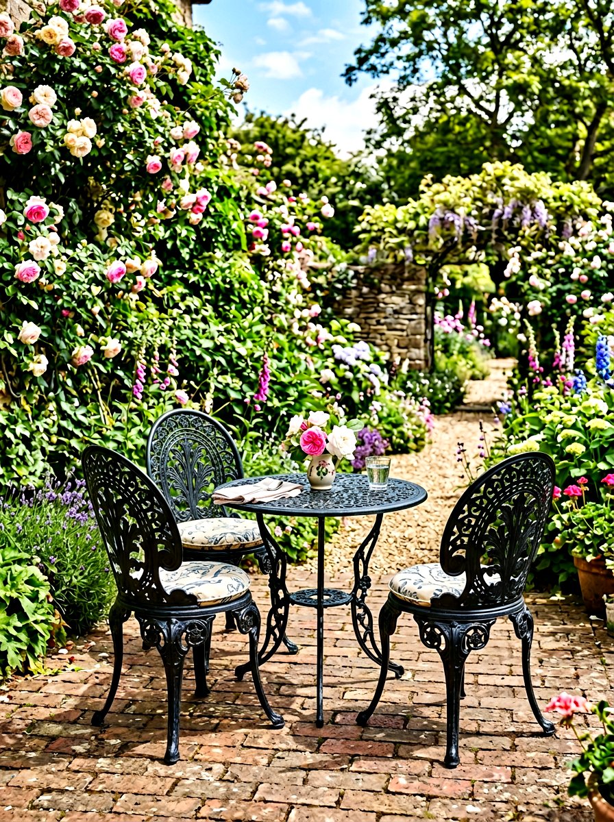 Wrought Iron Bistro Set - 30 rustic backyard seating ideas