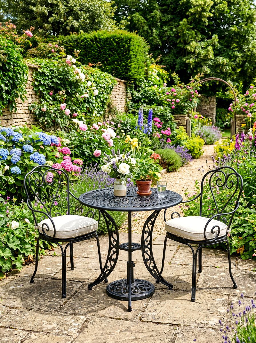 Wrought Iron Bistro Set - 30 covered patio breakfast nook ideas