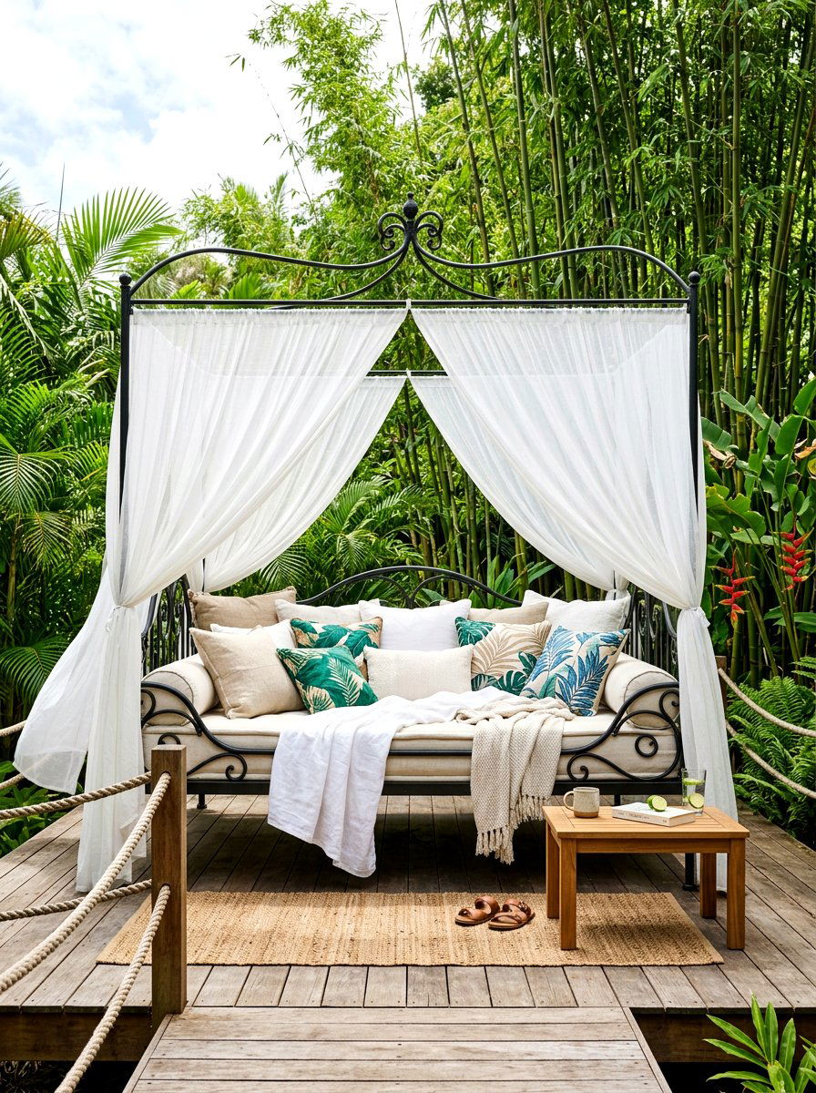 Wrought Iron Canopy Daybed - 30 vintage iron patio furniture ideas