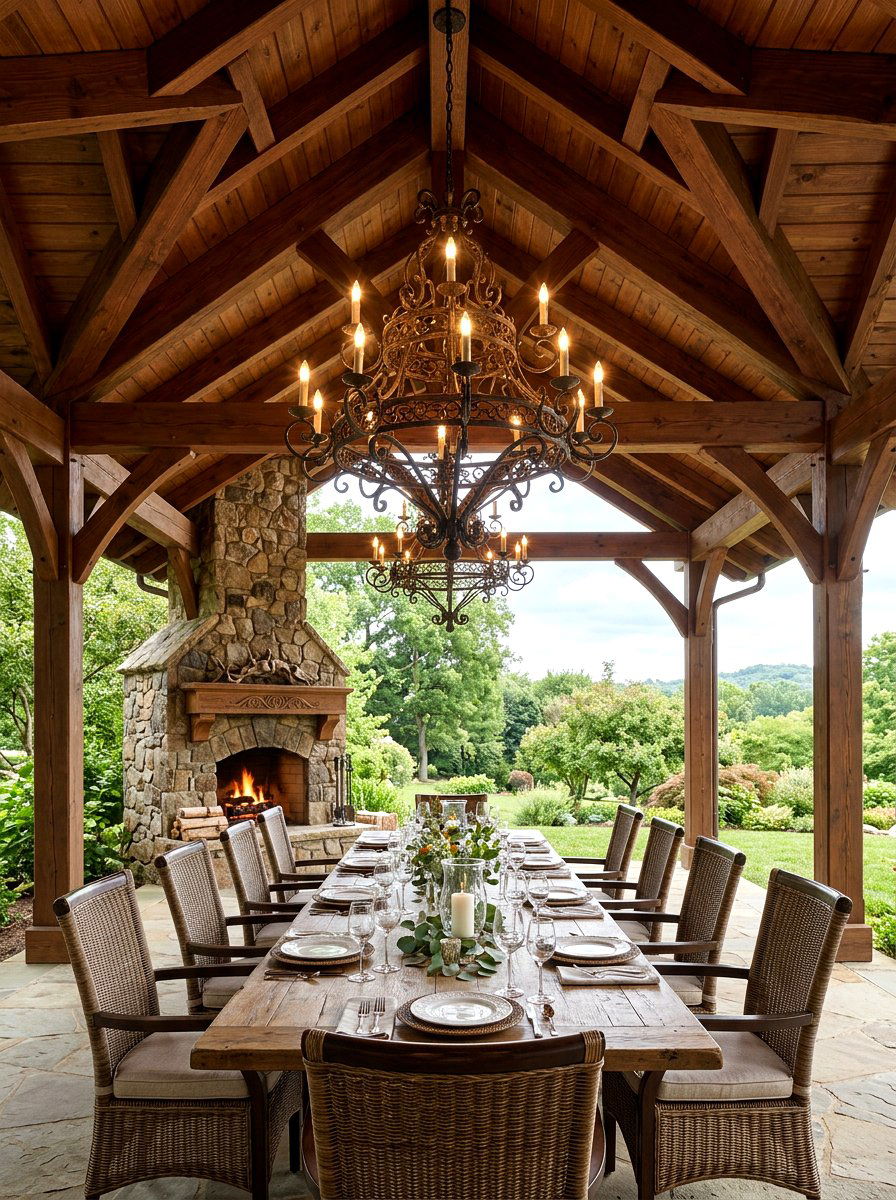 Wrought Iron Chandelier - 30 pavilion lighting ideas