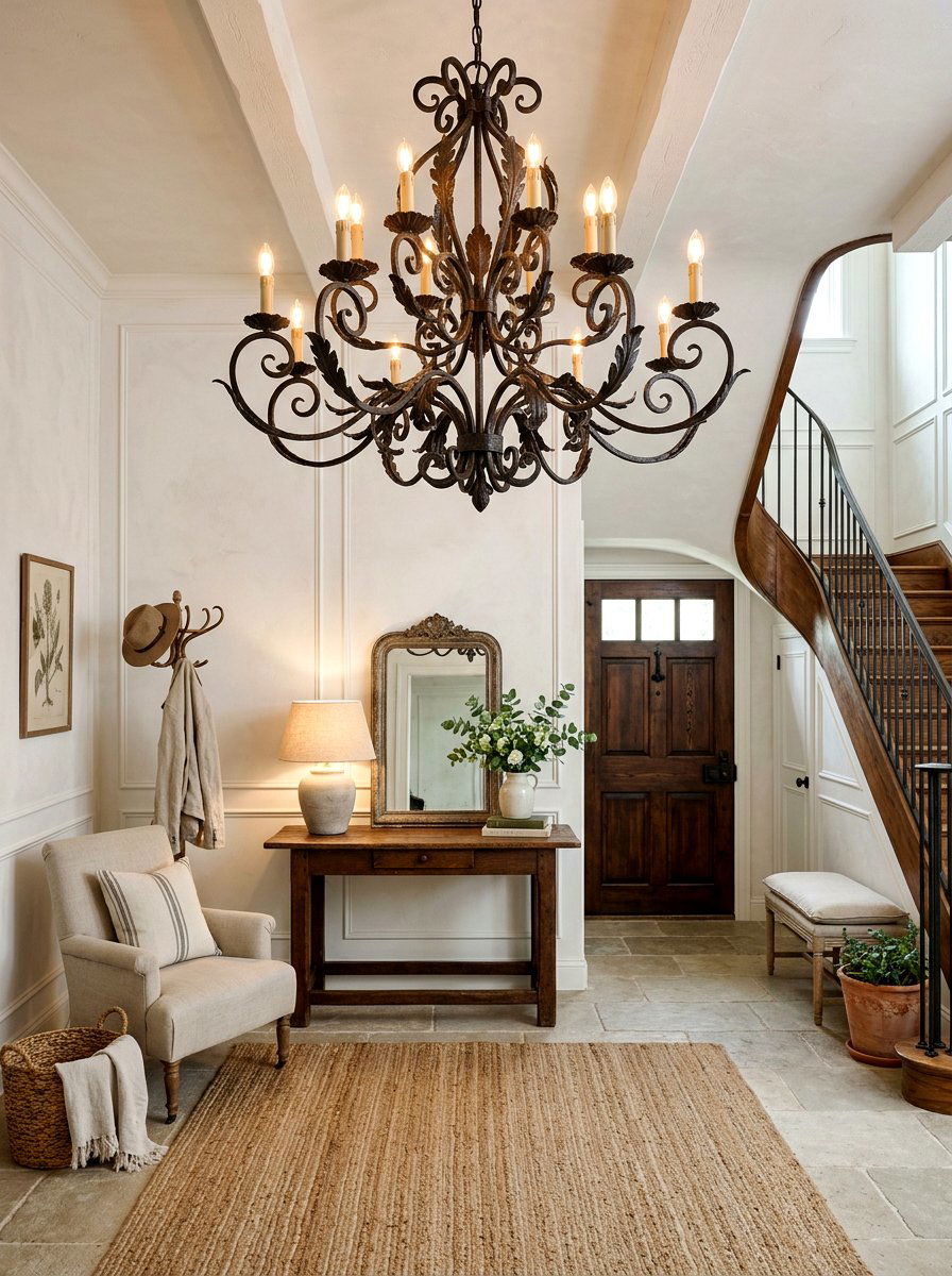 Wrought Iron Chandelier - 30 french country decor ideas