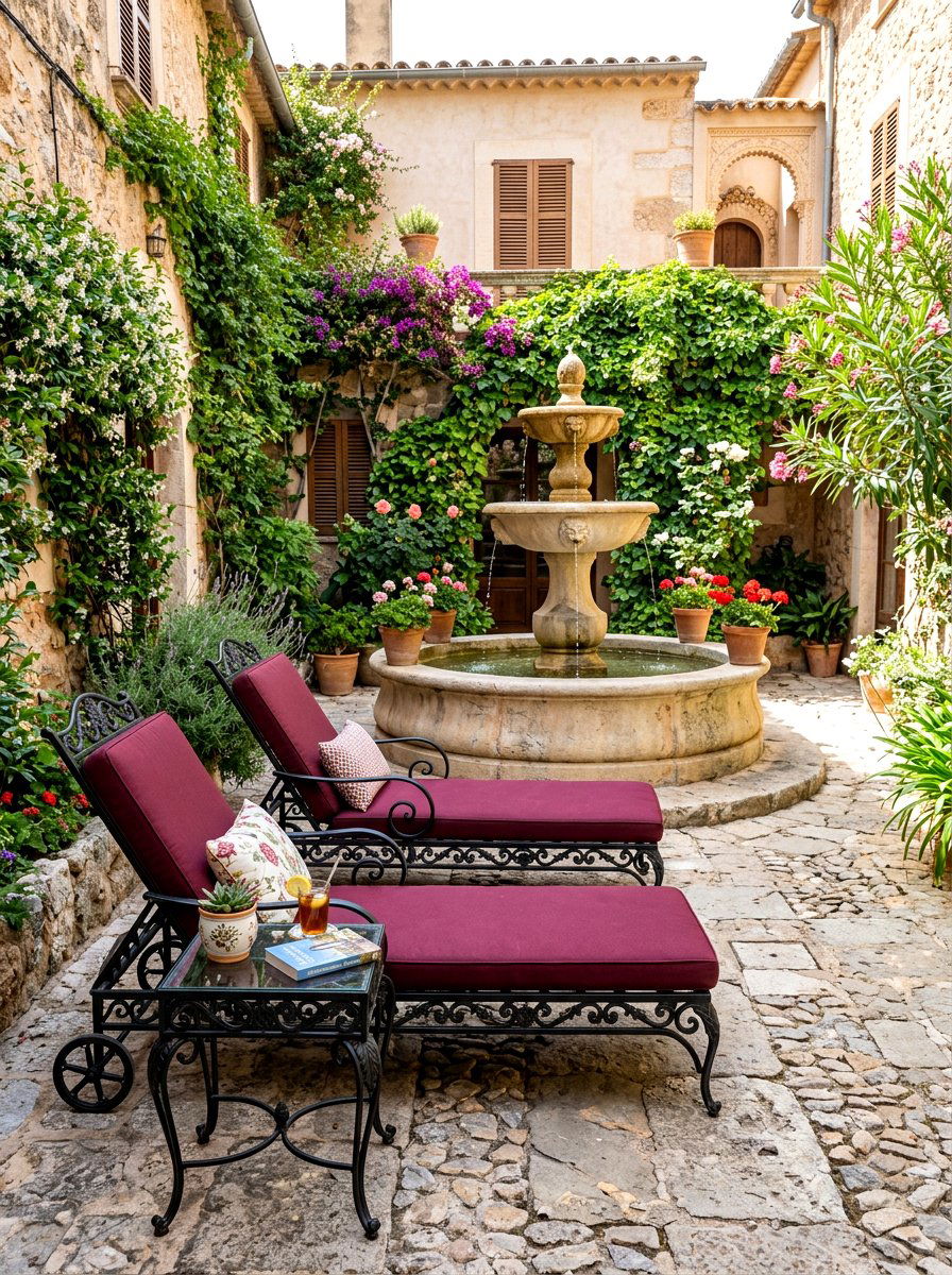 Wrought Iron Courtyard Lounger - 30 luxury sun lounger ideas