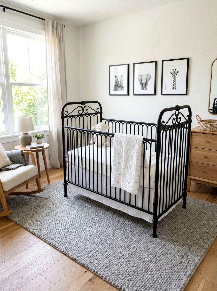 Wrought Iron Crib - 30 old money nursery ideas