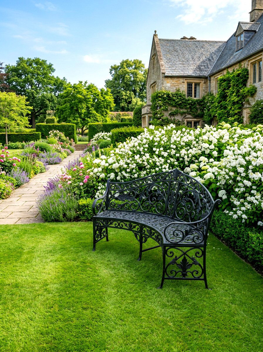 Wrought Iron Curved Garden Bench - 30 curved bench garden ideas