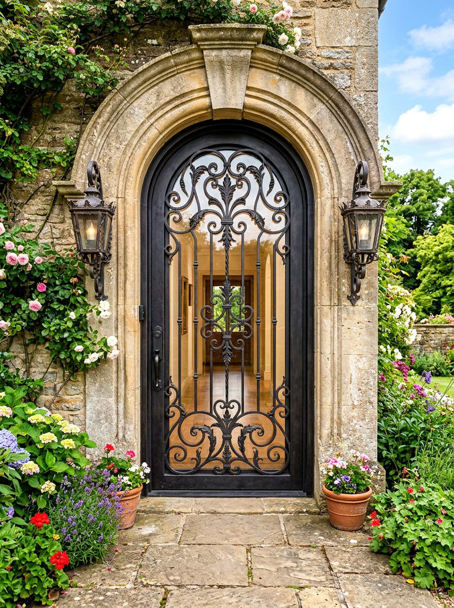Wrought Iron Door - 30 front door decor ideas