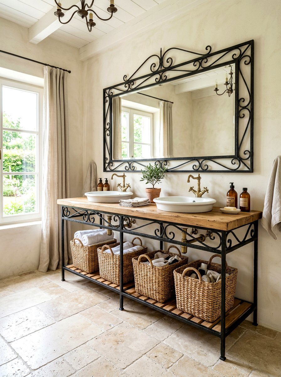 Wrought Iron Double Vanity Base - 30 French country bathroom ideas