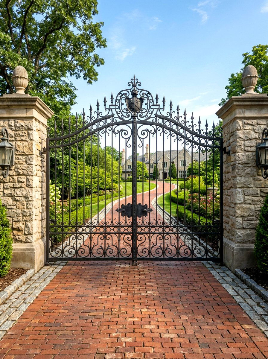 Wrought Iron Driveway Gate - 30 metal fence ideas