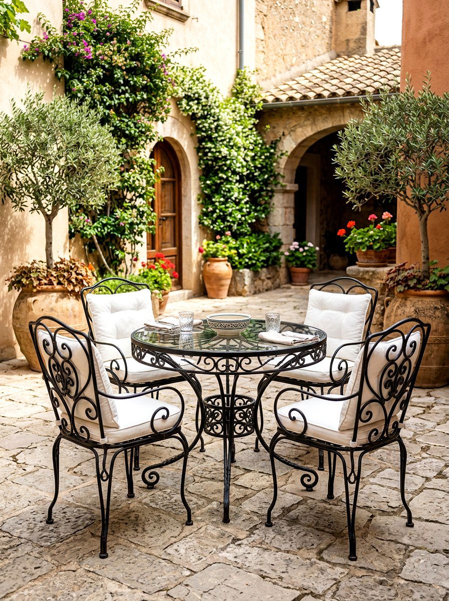 Wrought Iron Furniture - 30 Mediterranean exterior courtyard ideas