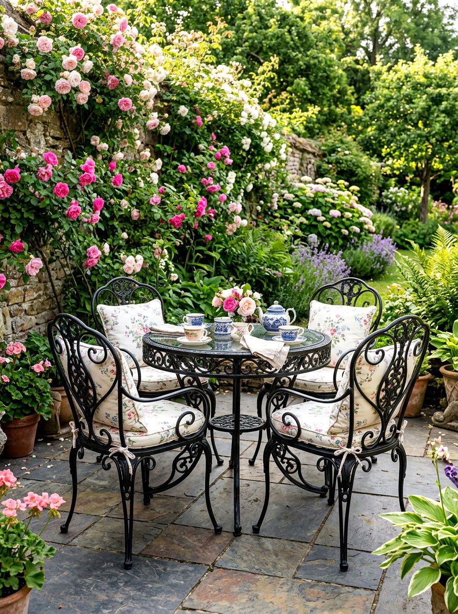 Wrought Iron Furniture - 30 summer dinner party patio ideas