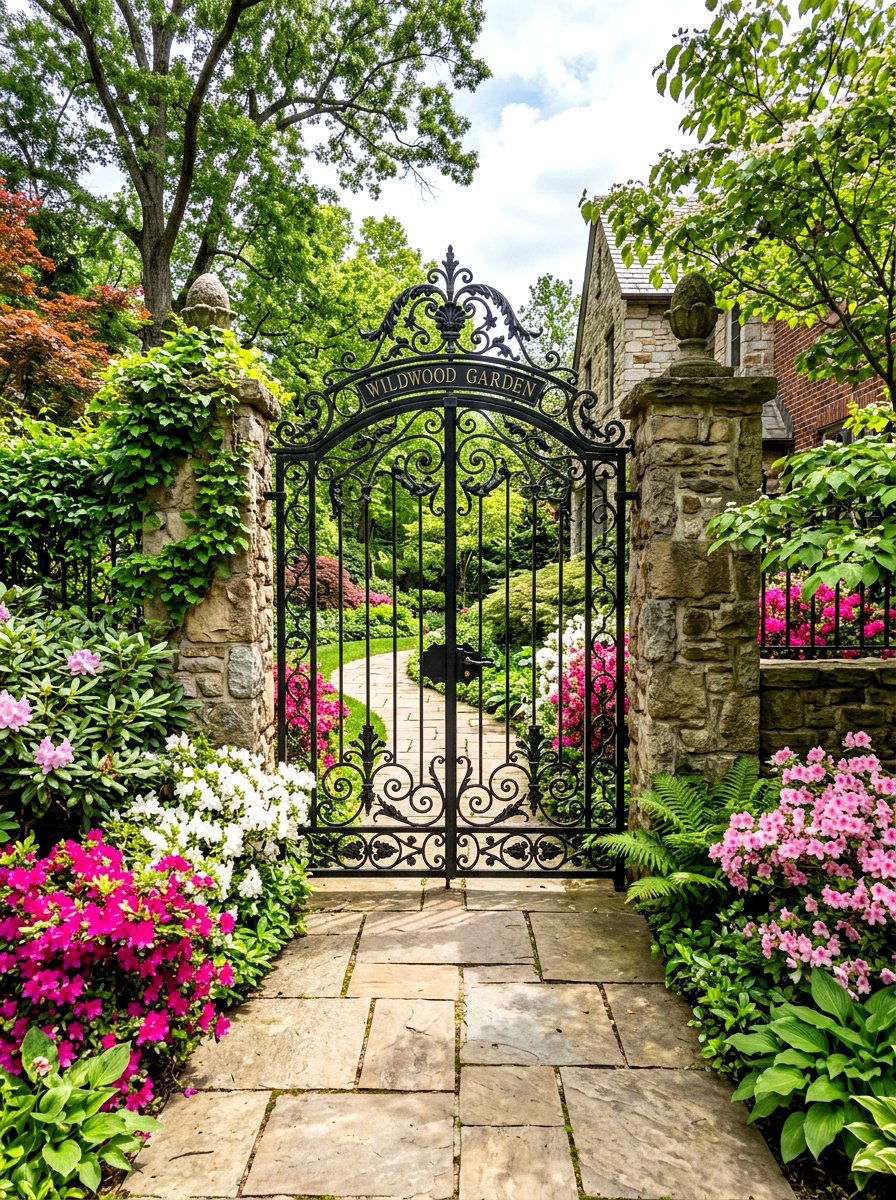 Wrought Iron Gate - 30 side yard privacy ideas