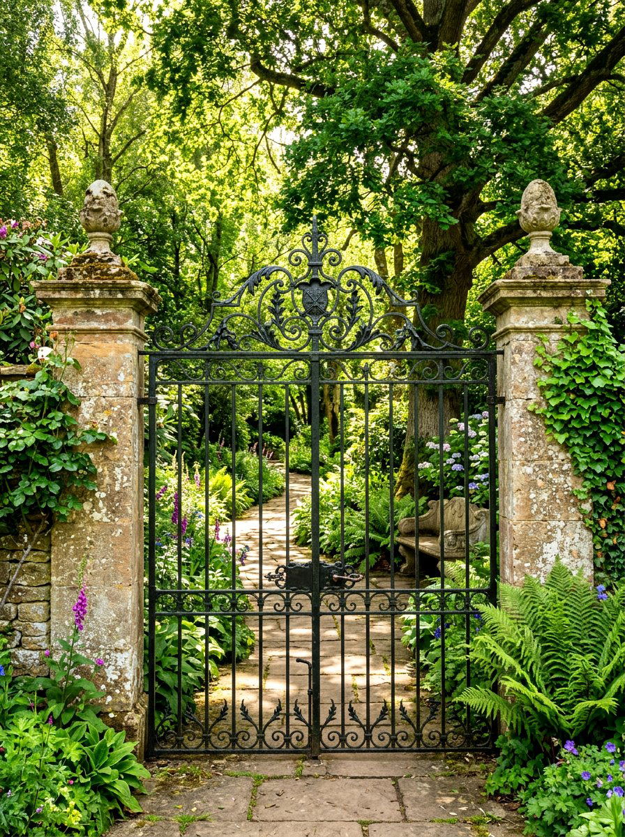 Wrought Iron Gate Divider - 30 backyard divider ideas