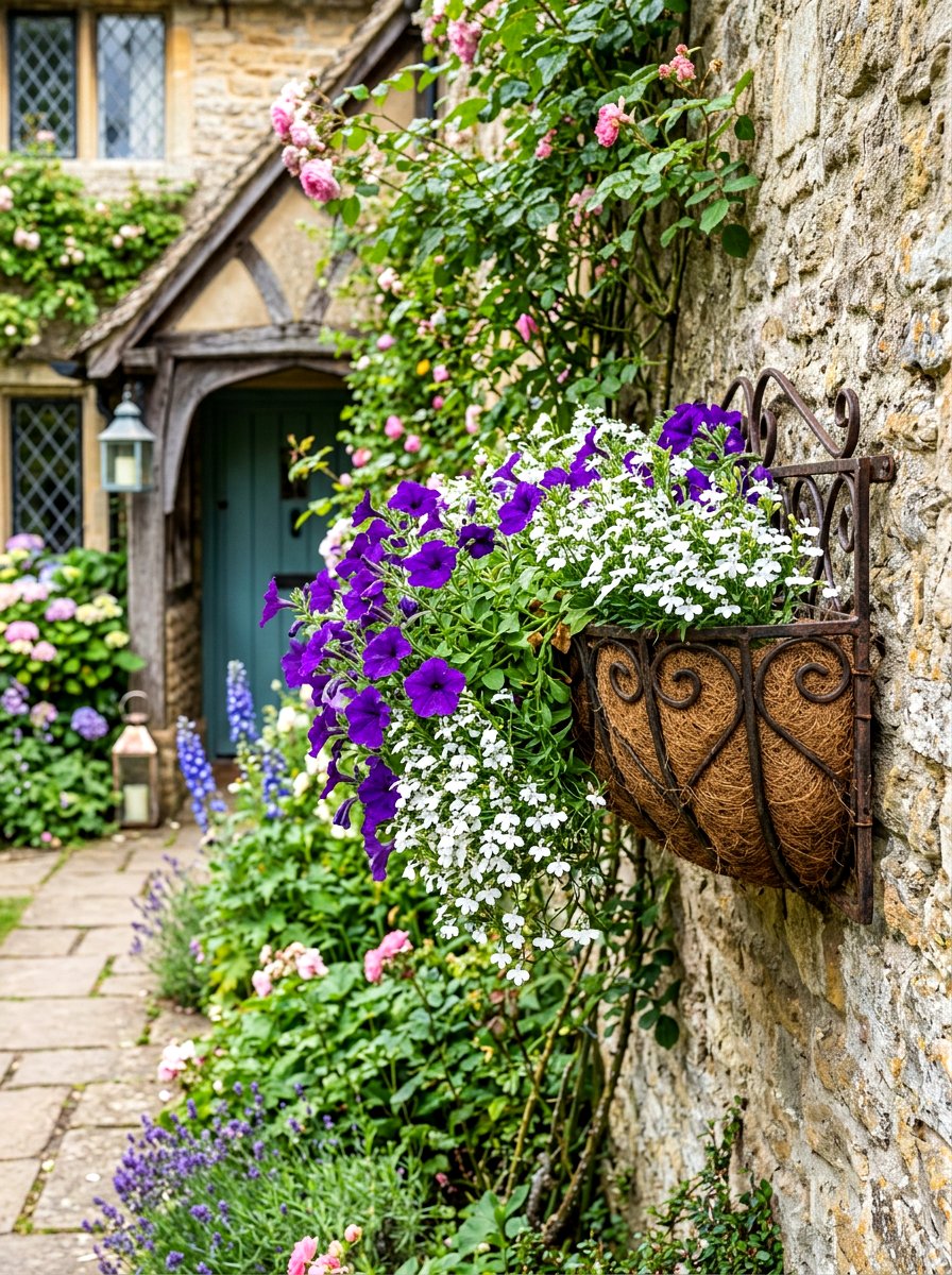 Wrought Iron Hayrack Planter - 30 exterior flower box ideas
