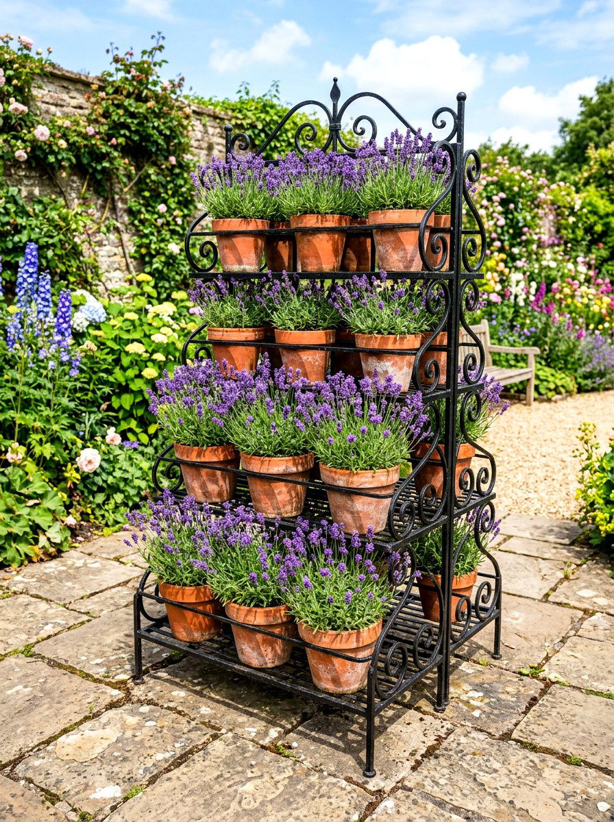 Wrought Iron Herb Rack - 30 rustic herb garden ideas