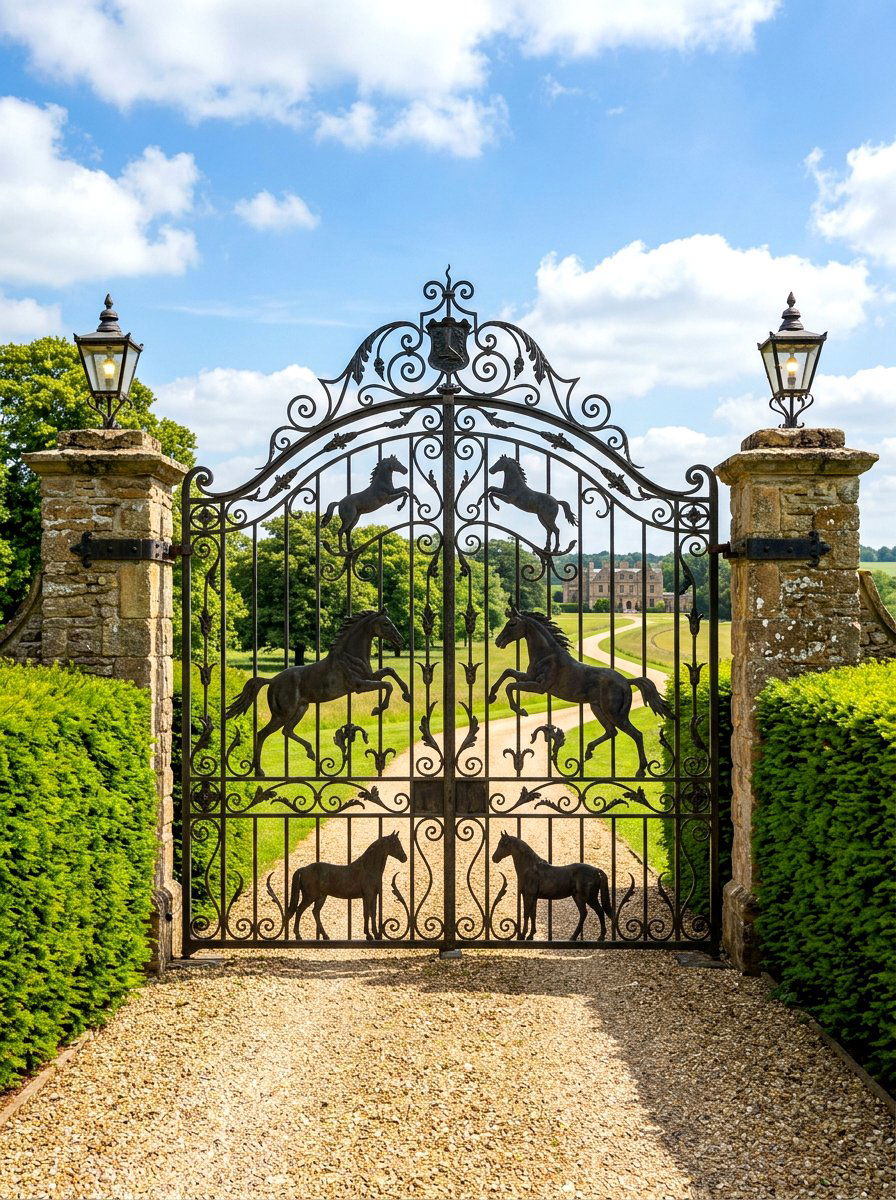 Wrought Iron Horse Gates - 30 equestrian decor ideas