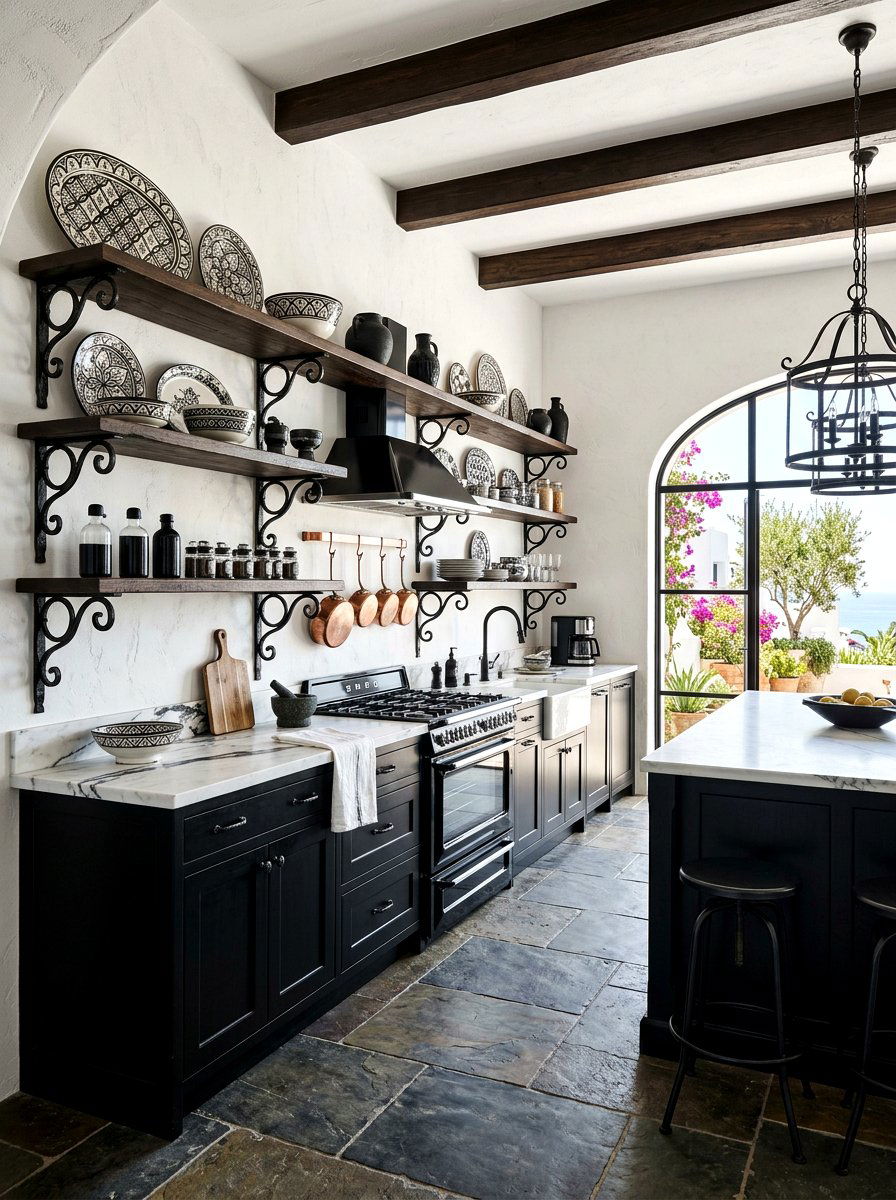 Wrought Iron Kitchen Shelves - 30 vintage kitchen shelf ideas