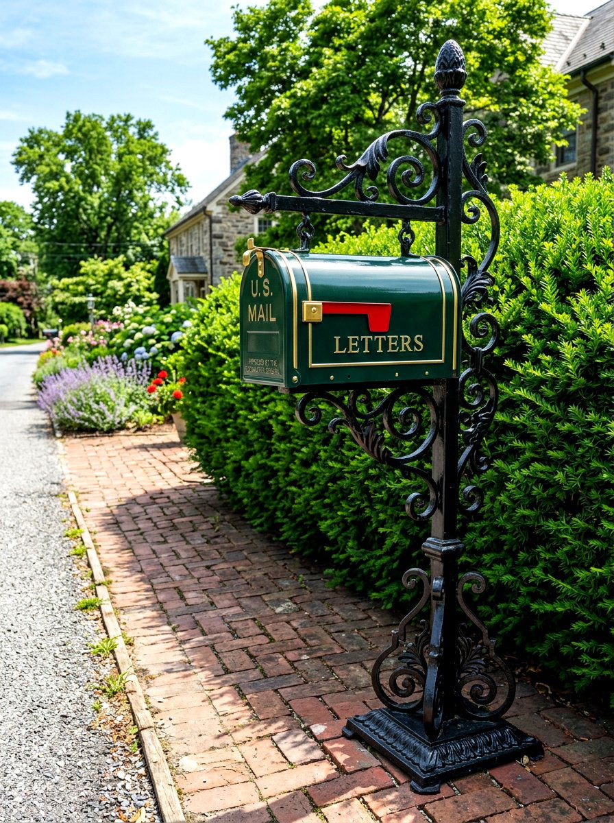 Wrought Iron Mailbox Stand - 30 mailbox curb appeal ideas