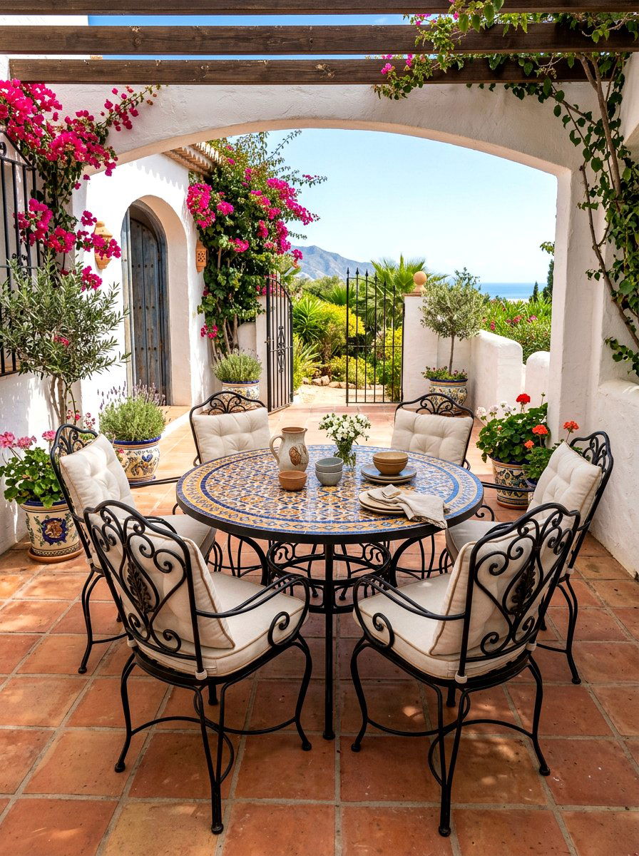 Wrought Iron Patio Furniture - 30 Spanish courtyard exterior ideas