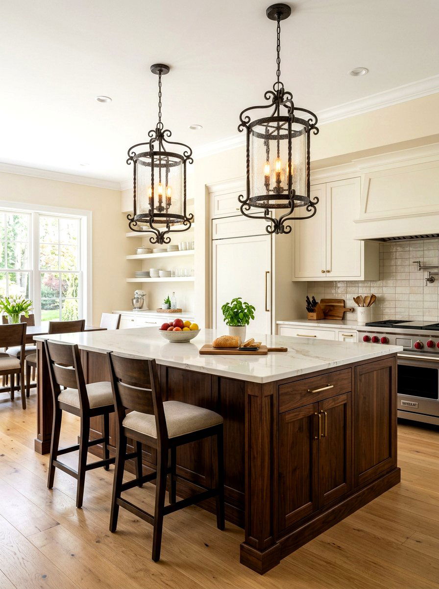 Wrought Iron Pendant Light - 30 Spanish style kitchen ideas