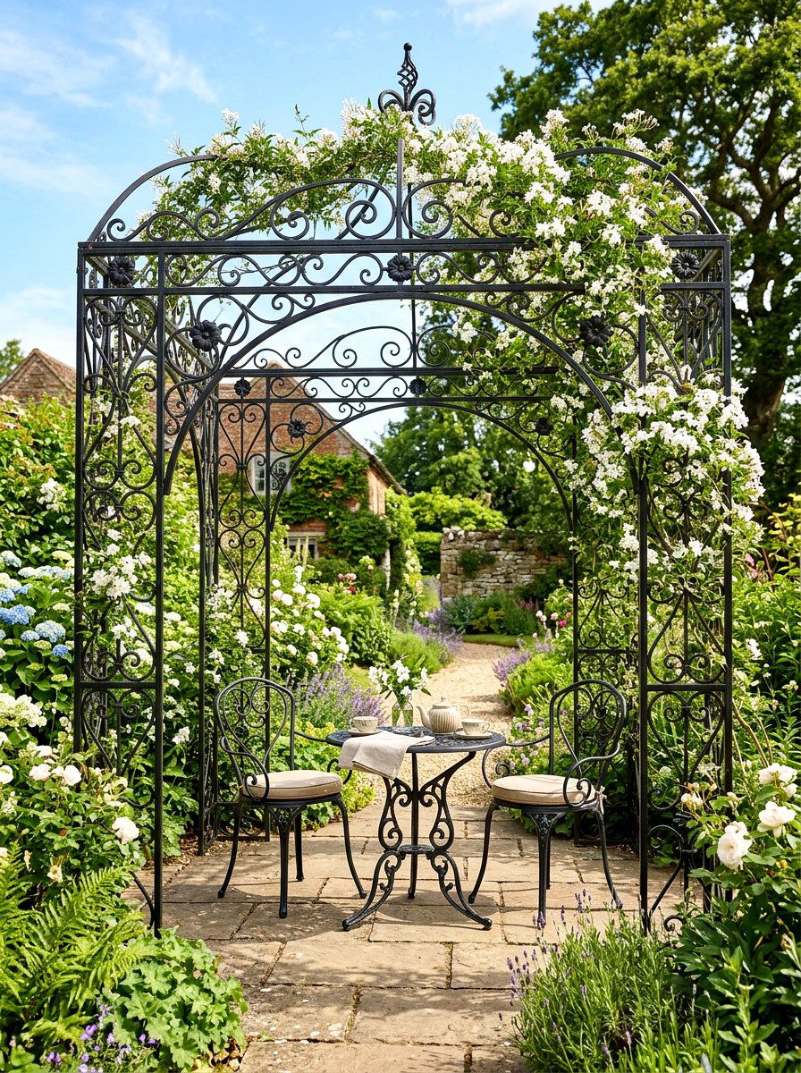 Wrought Iron Pergola - 30 outdoor pergola ideas