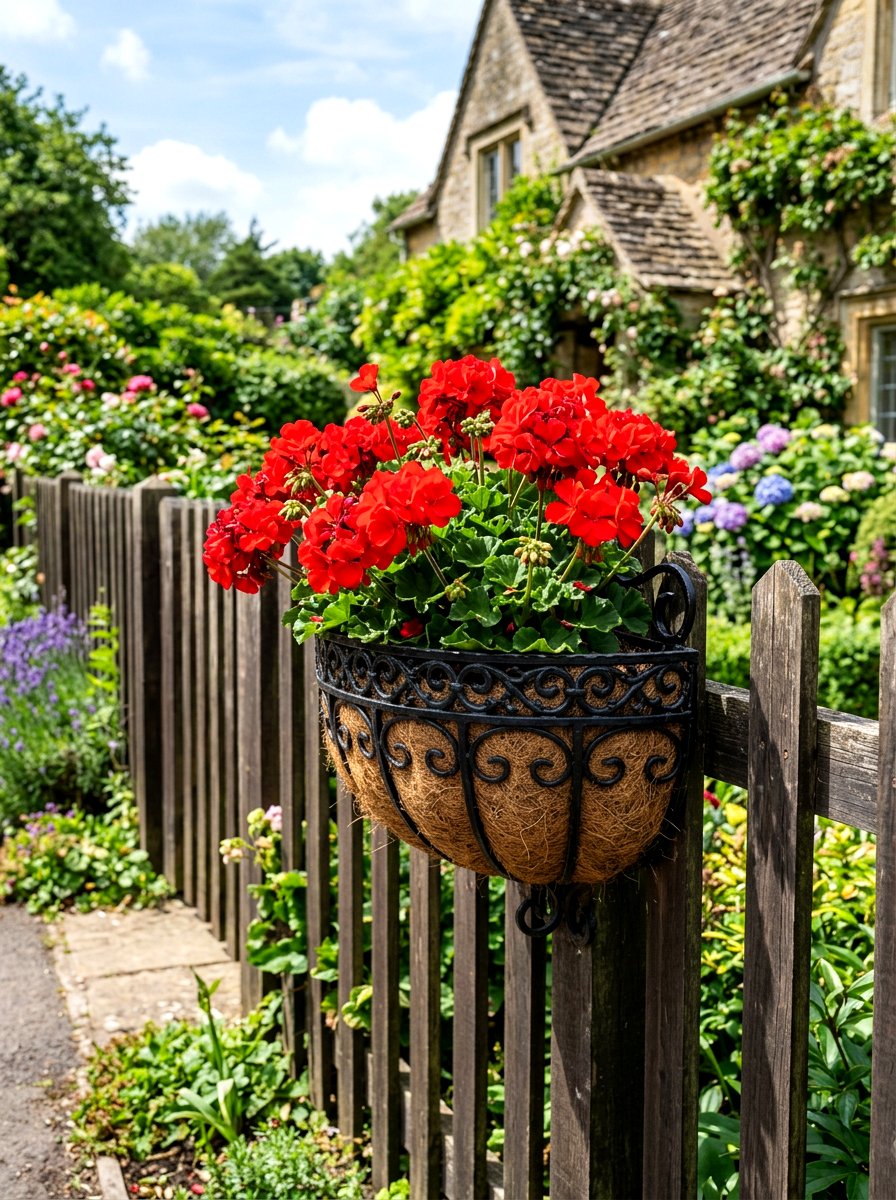 Wrought Iron Planter Basket - 30 fence vertical garden ideas