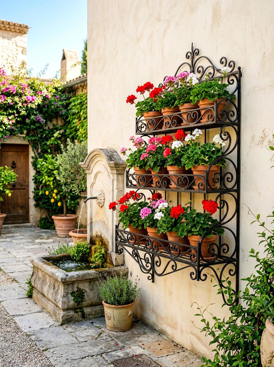 Wrought Iron Planter - 30 wall garden planter ideas