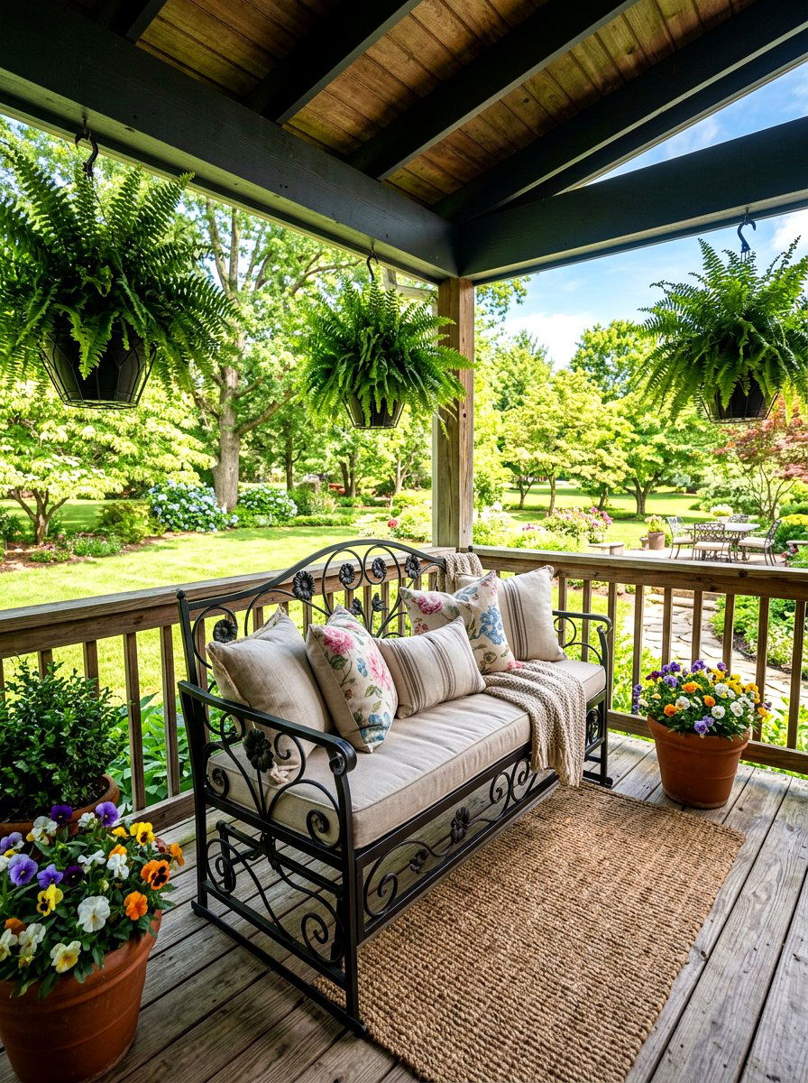 Wrought Iron Porch Glider - 30 vintage iron patio furniture ideas