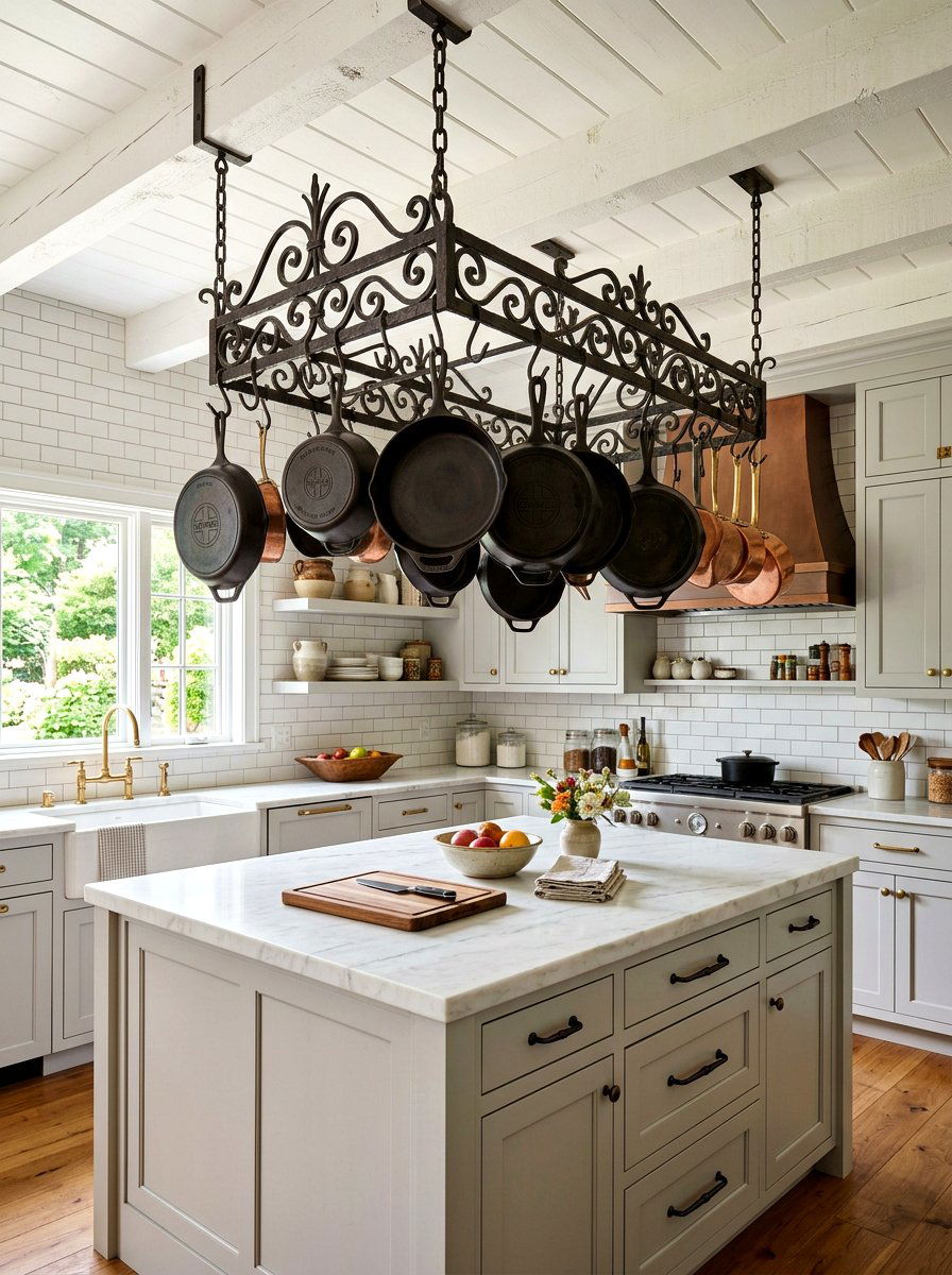 Wrought Iron Pot Rack - 30 ceiling pot rack ideas