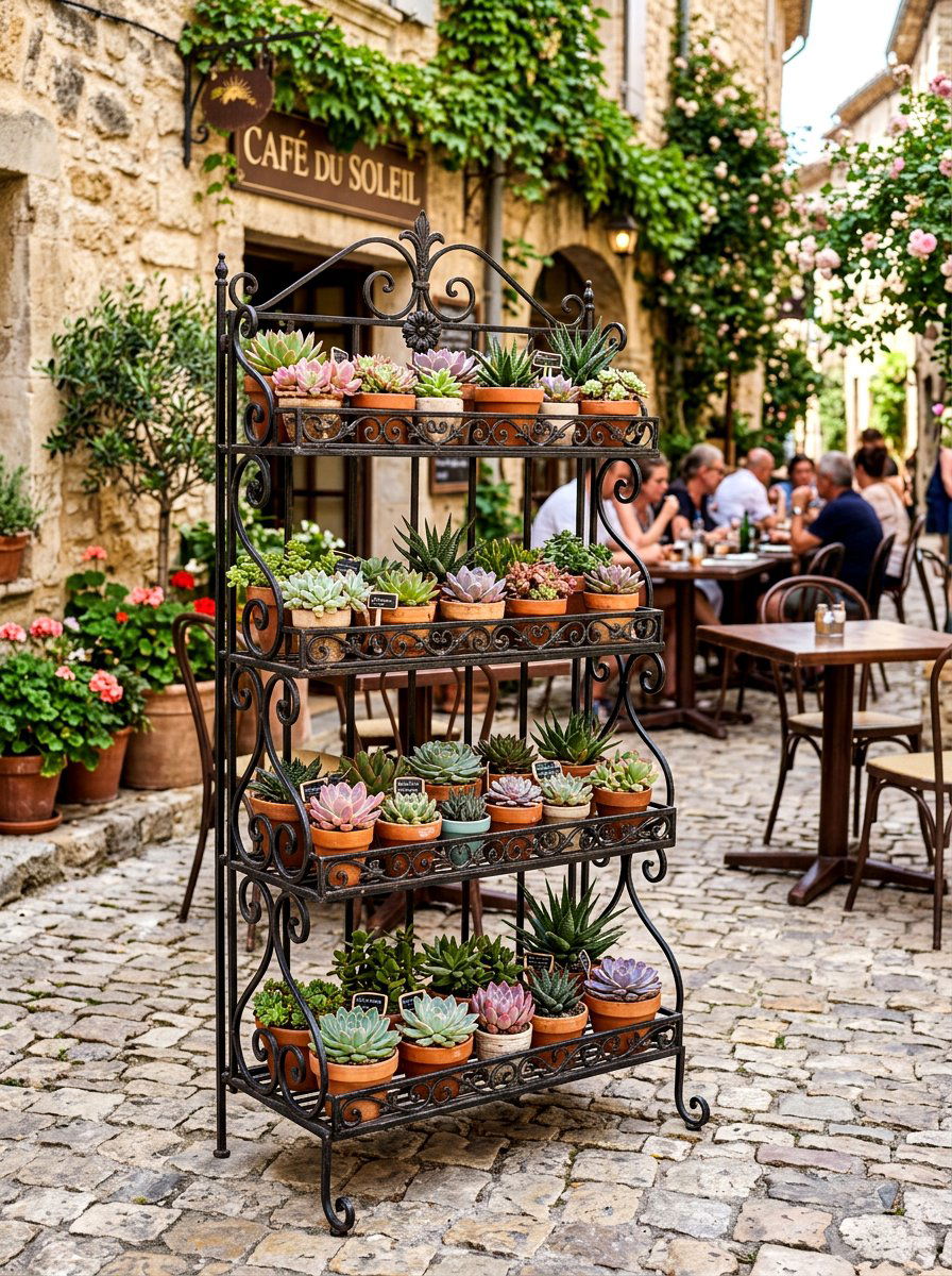 Wrought Iron Rack - 30 succulent planter ideas