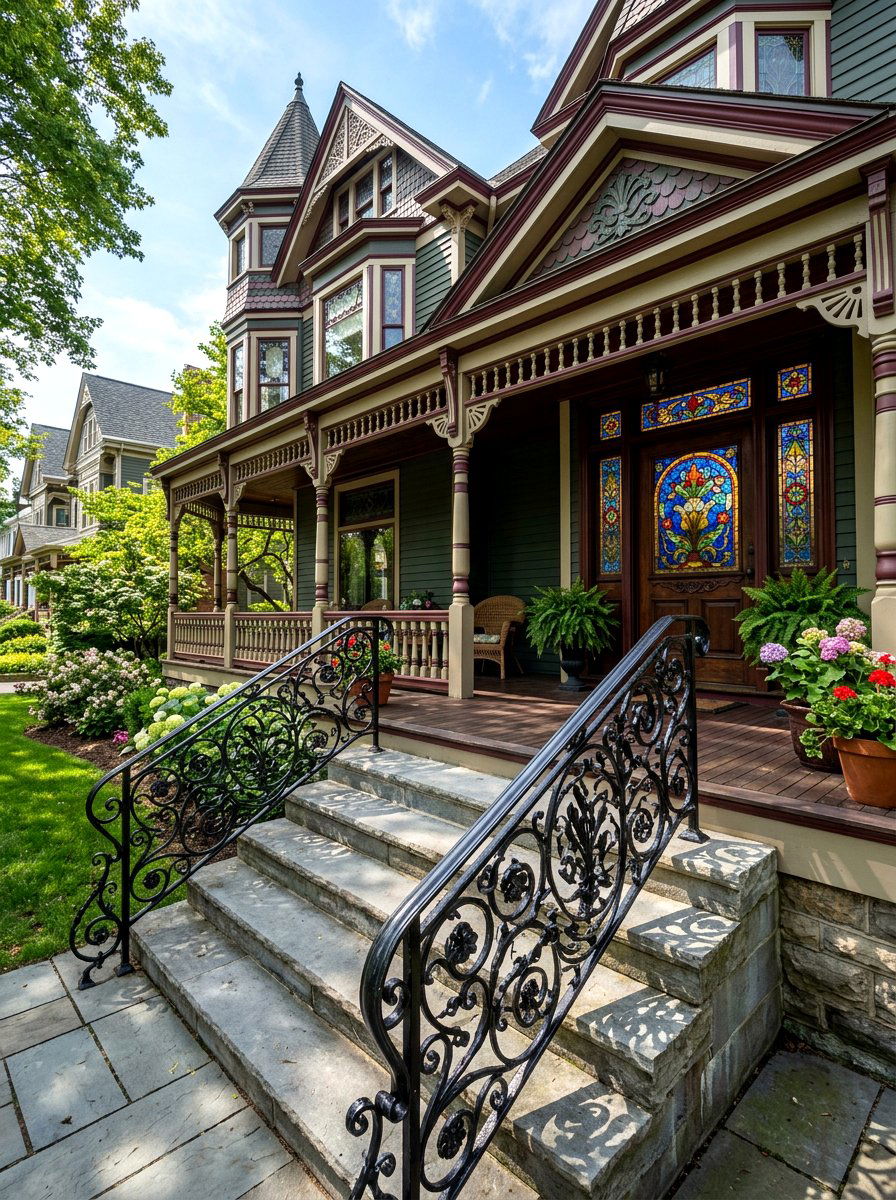 Wrought Iron Railing - 30 front steps makeover ideas