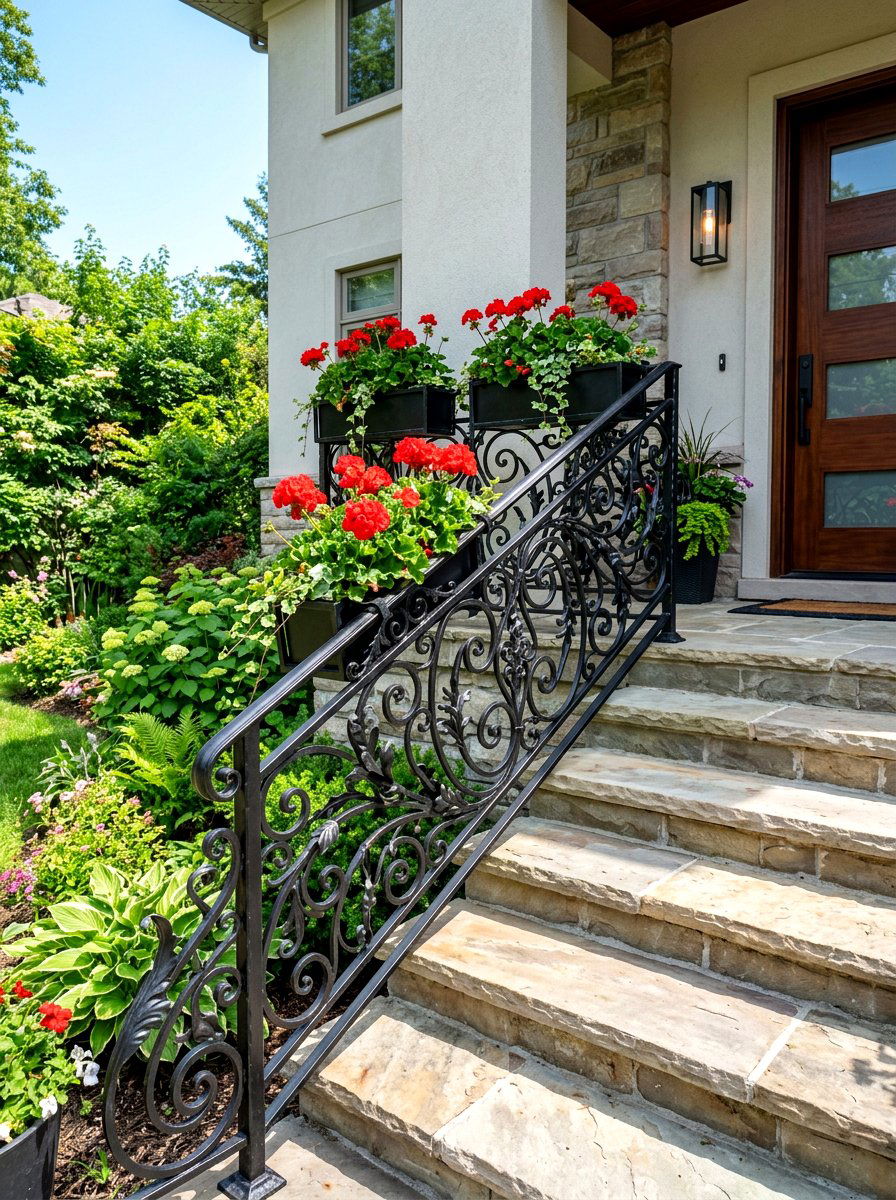 Wrought Iron Railing Accents - 30 townhouse stoop ideas