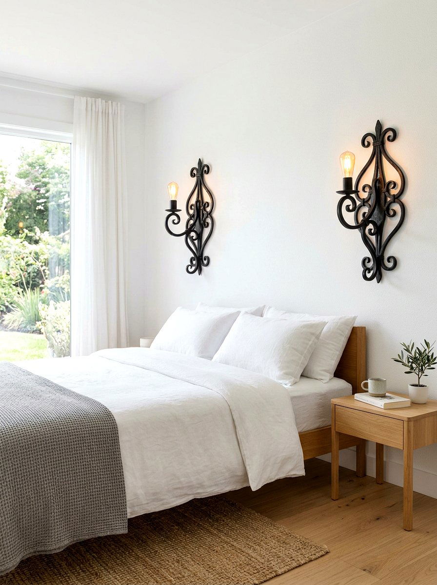 Wrought Iron Sconce - 30 antique bedroom decor ideas