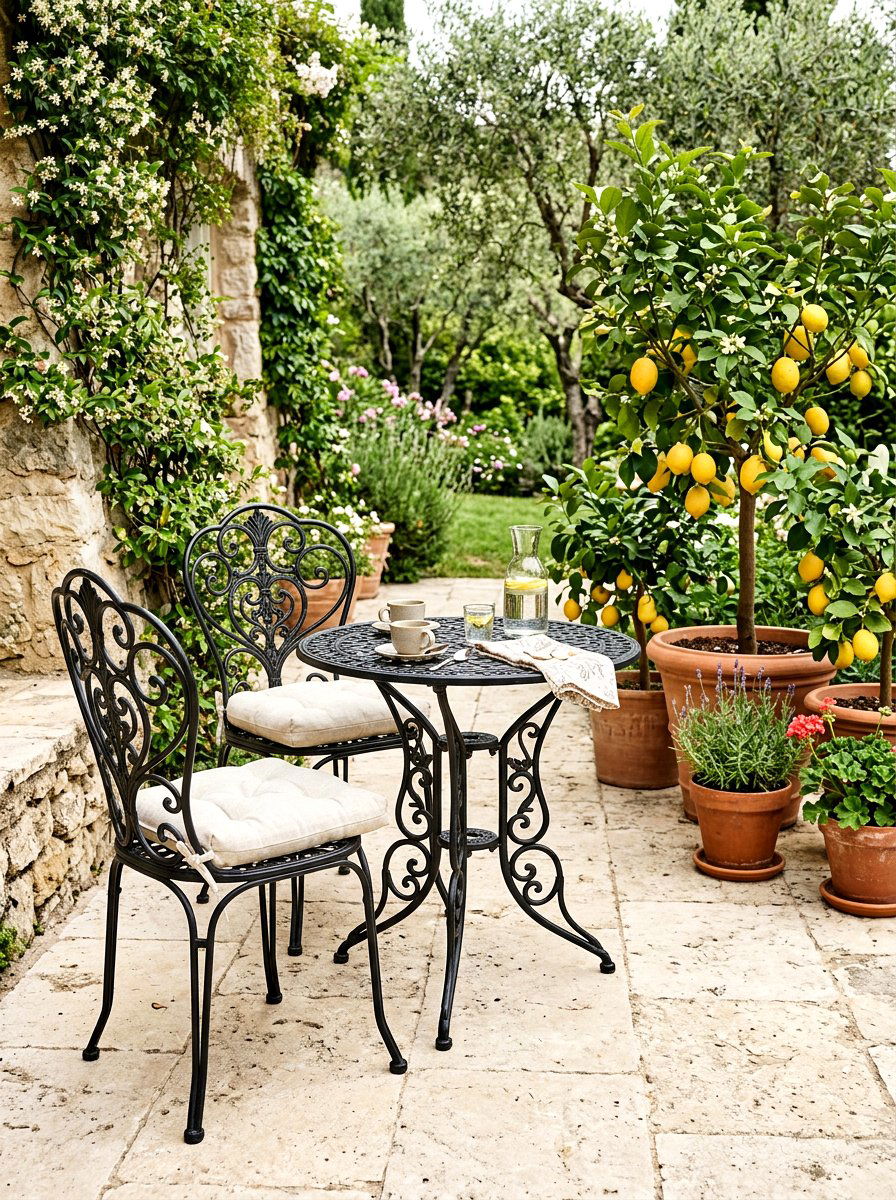 Wrought Iron Seating - 30 Tuscan courtyard ideas