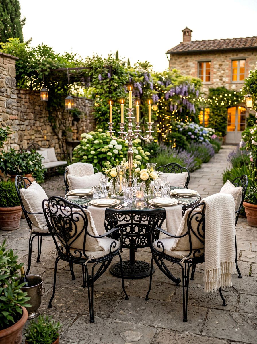 Wrought Iron Set - 30 backyard candlelight dinner ideas