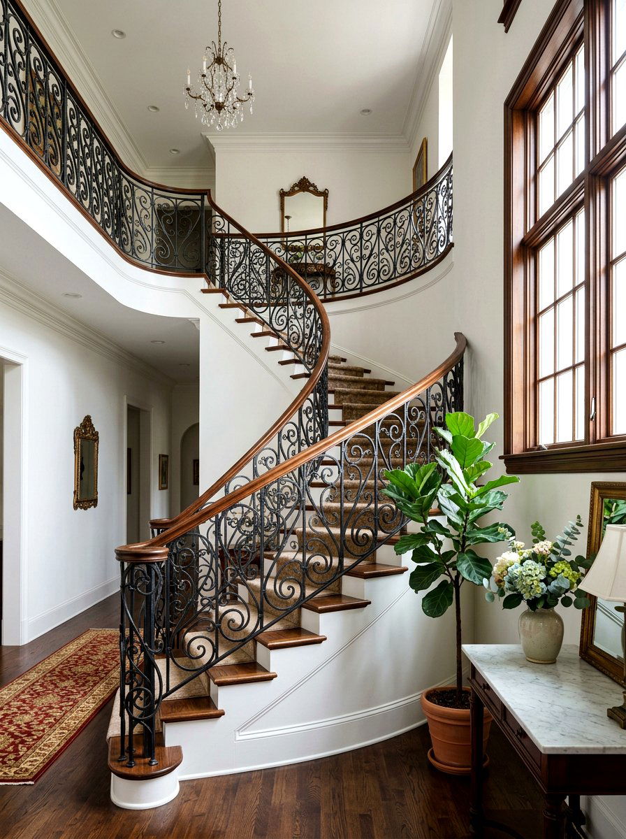 Wrought Iron Stair Railing - 30 old money foyer ideas