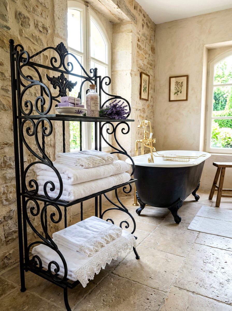 Wrought Iron Stand - 30 towel storage ideas